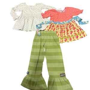 Matilda Jane Vintage Bundle Sz.8 Girls Big Ruffles & Two Peasant Tops Silky Tags
